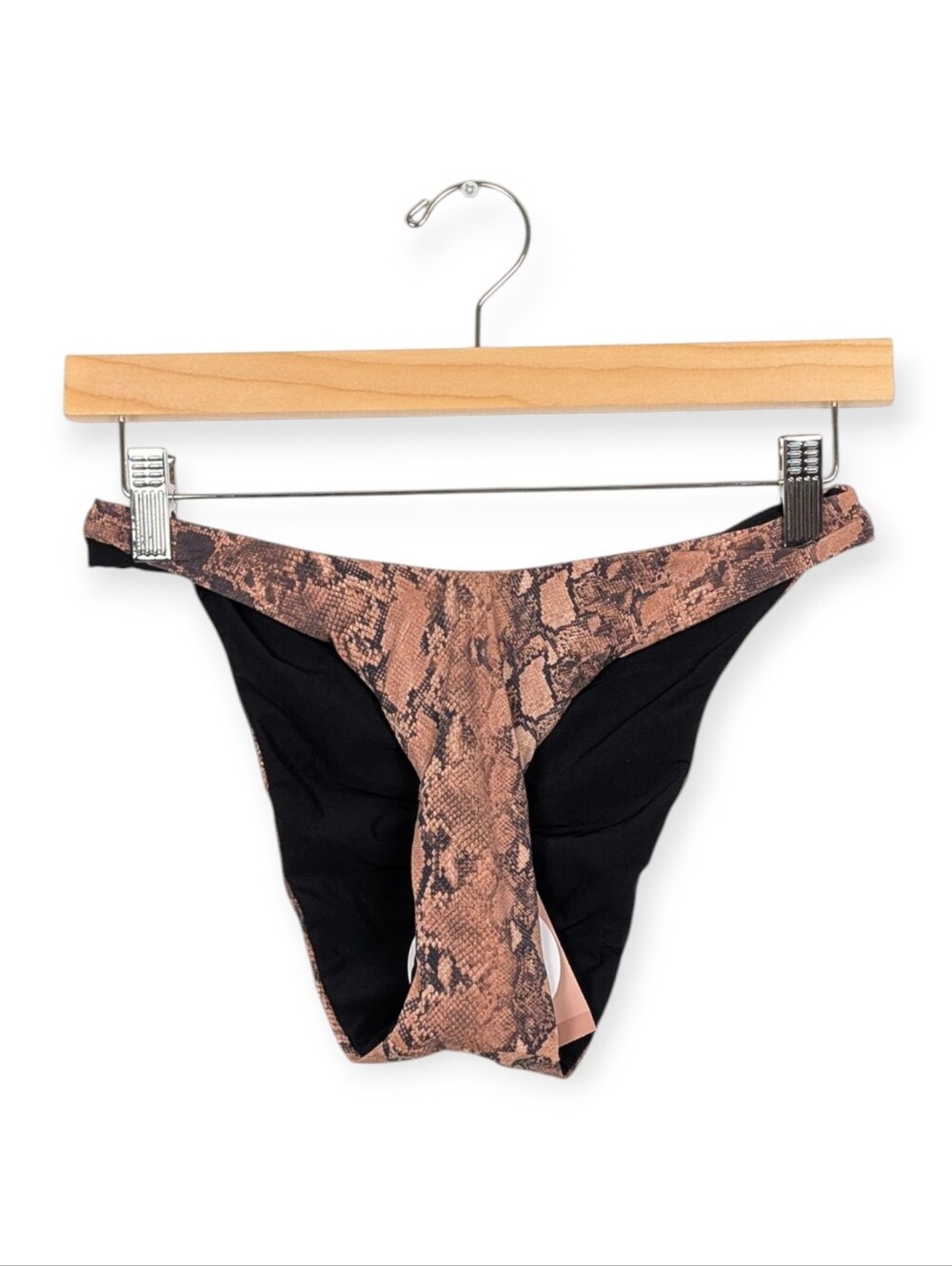 PQ Swim Bikini Bottom M Snakeskin Print High Cut Reversible Swim Bottom NWT